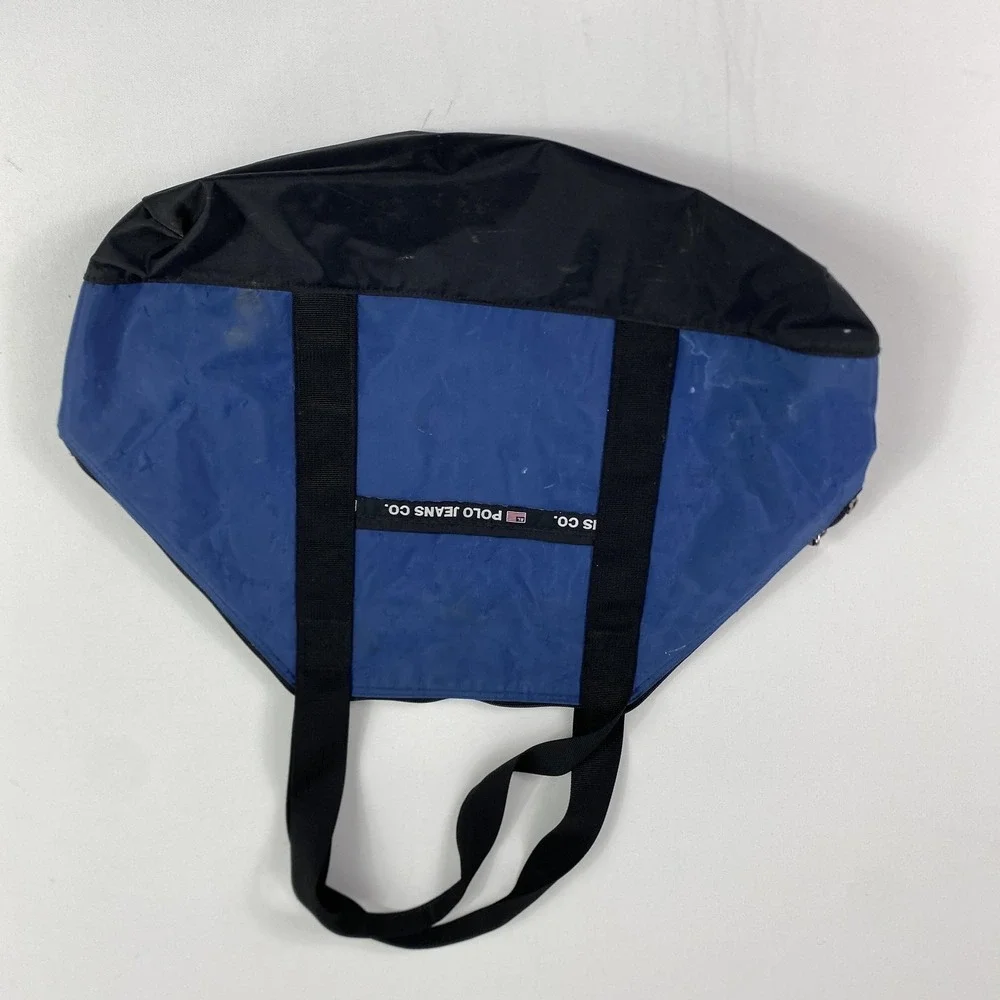 Ralph Lauren Polo Jeans Co Blue Black Nylon Tote Bag Shoulder RL Logo Vintage